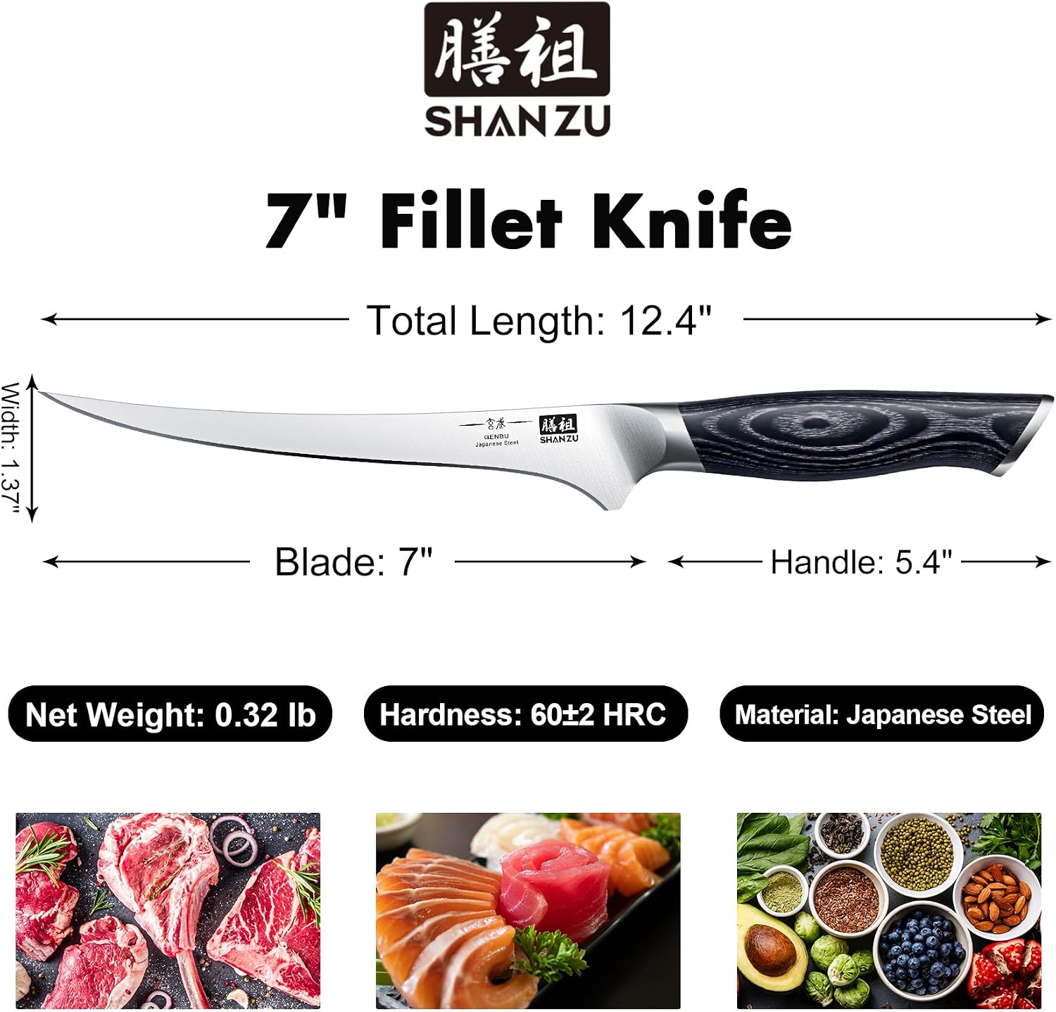 Detalle de SHAN ZU Fillet Knife, 7-Inch