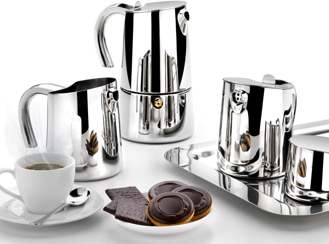 Detalle 2 de BRA Cafetera Italiana 170502 6 Tazas ☕ Elegante Acero Inoxidable