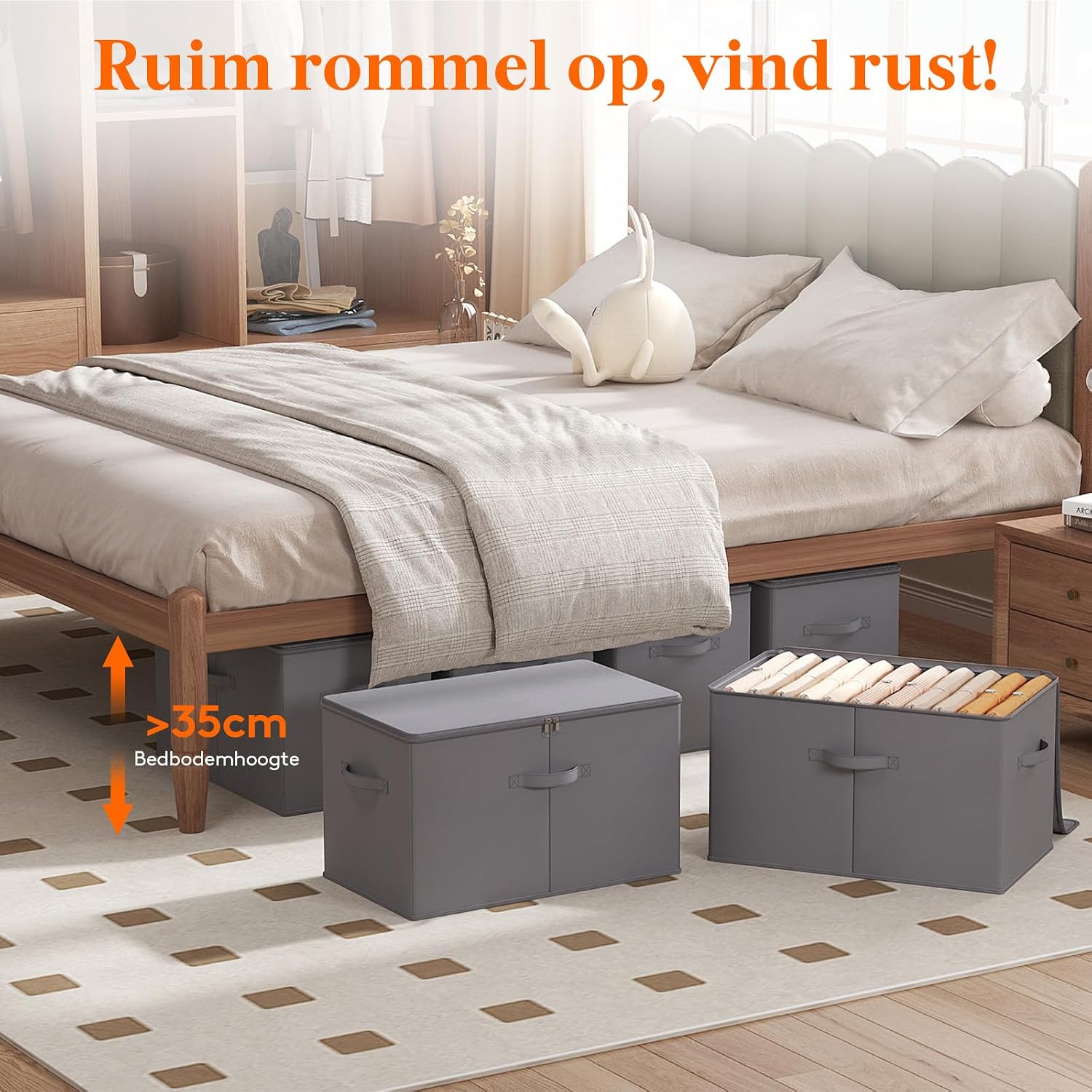 Thumbnail 2 de Lifewit 24300 stoffen opbergdozen, set van 6, 56 × 33 × 32 cm met rits