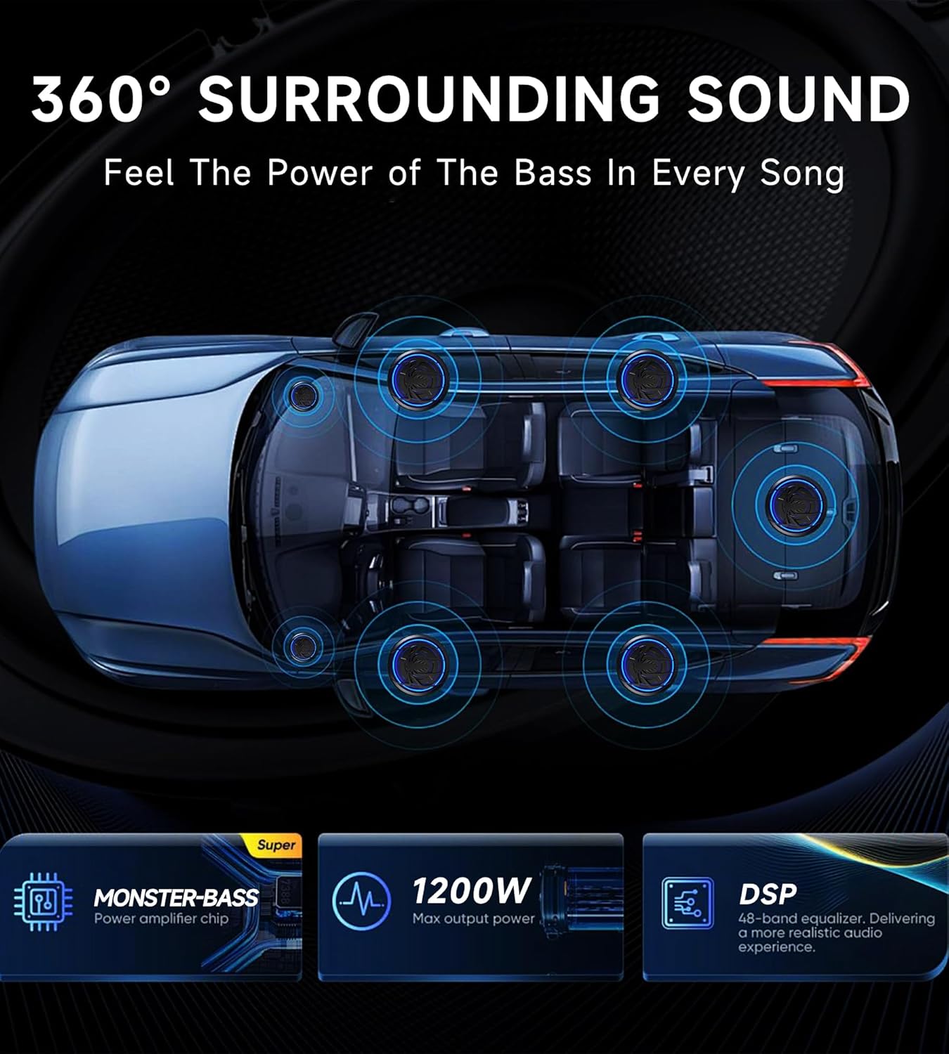 Thumbnail 5 de VIKEJIEBIV 1200W RGB Underseat Car Subwoofer & Amp Kit