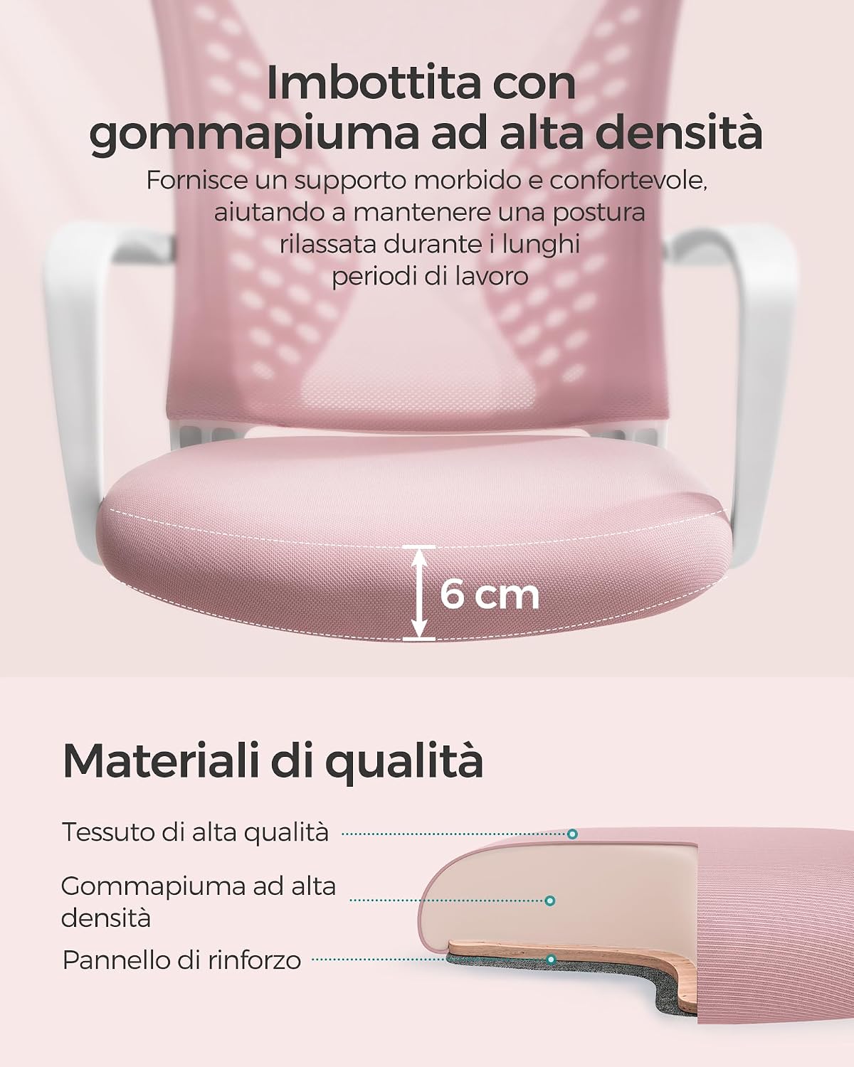 Thumbnail 6 de SONGMICS Sedia da Ufficio Rosa Gelatina 120 kg