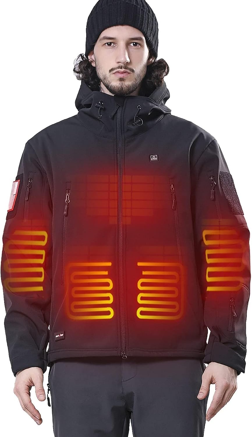 Detalle de DEWBU DB-0125 Heated Jacket for Men, 12V, 5 Zones, 3 Heat Settings, 2XL