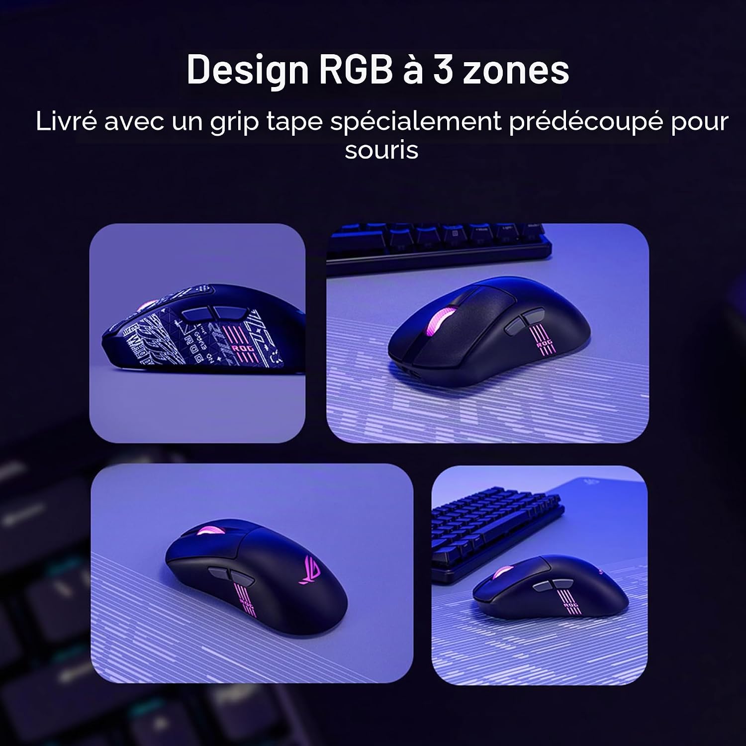 Detalle de ASUS ROG Keris II Origin (sans fil) — souris gaming ergonomique légère
