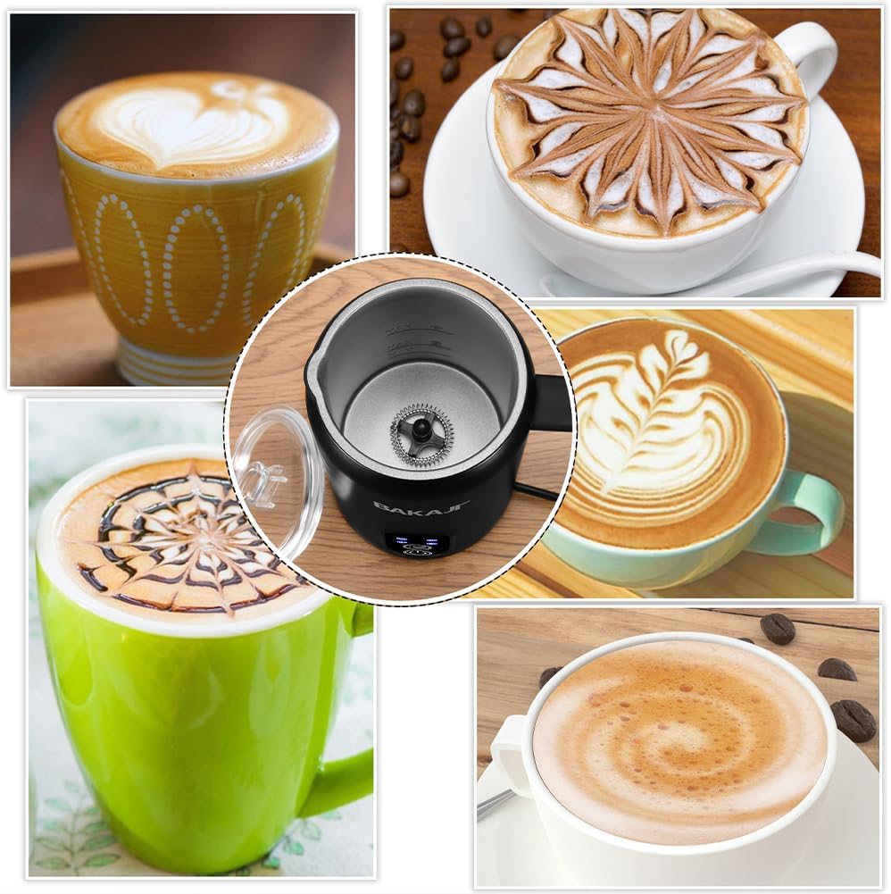 Detalle de BAKAJI montalatte elettrico 4 in 1 da 350 ml: cappuccinatore automatico per cappuccino caldo o freddo