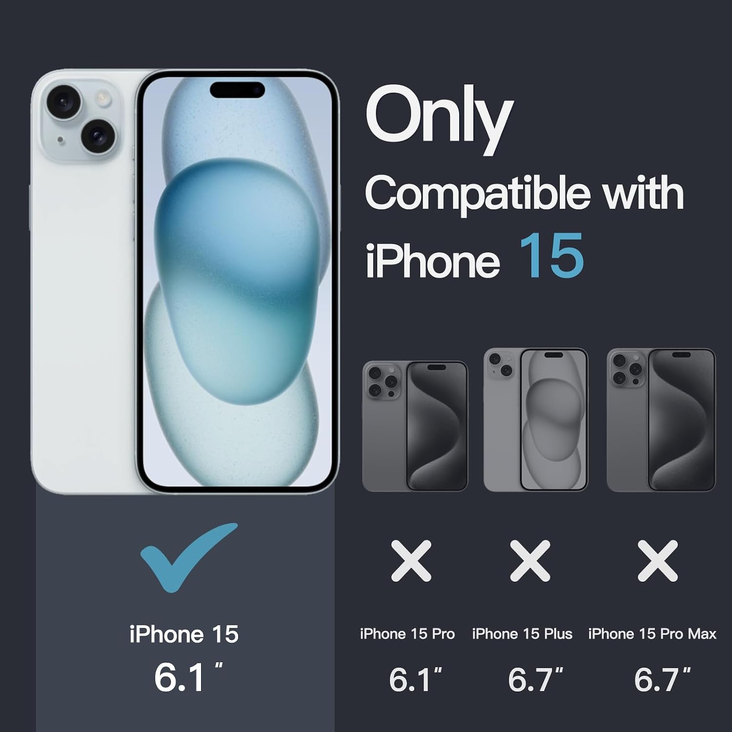 Detalle 2 de JETech Magnetic Case for iPhone 15 6.1-inch Clear