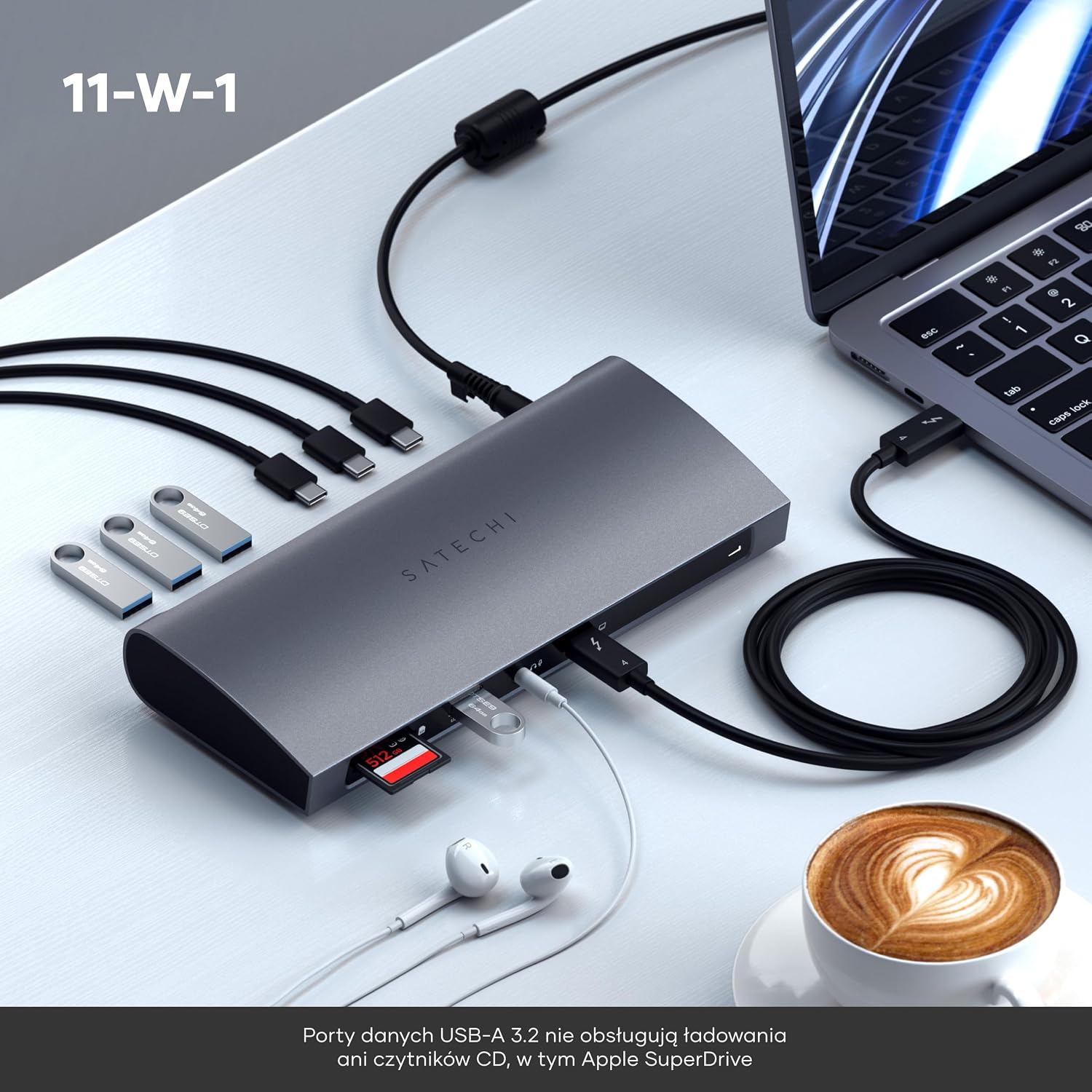 Detalle 1 de SATECHI ST-UCT4DM-EU – stacja dokująca Thunderbolt 4, 12 w 1, 96 W, 40 Gb/s