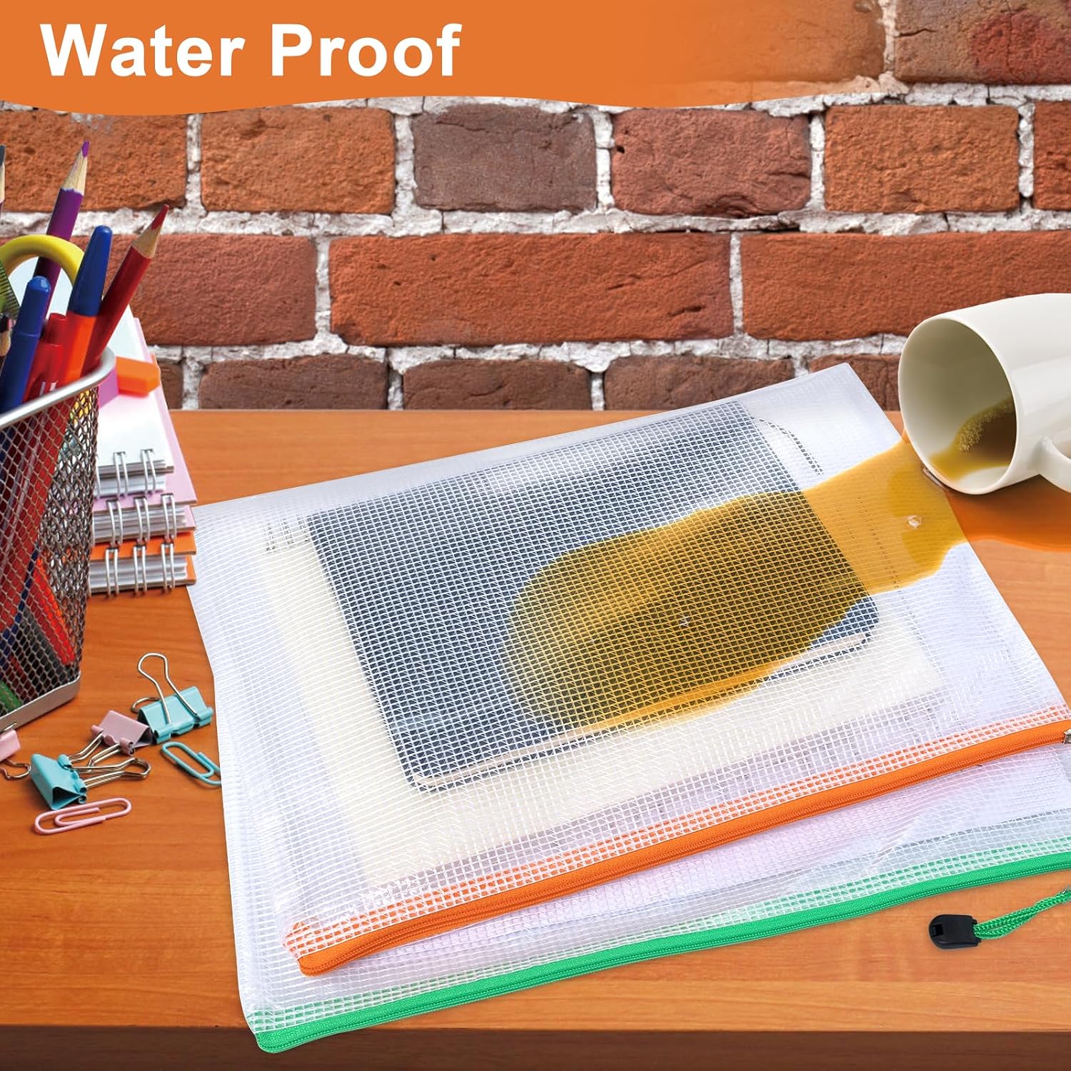 Detalle de Plastic Wallets, 24 Pack A4 Document File Folders with Zipper Pockets