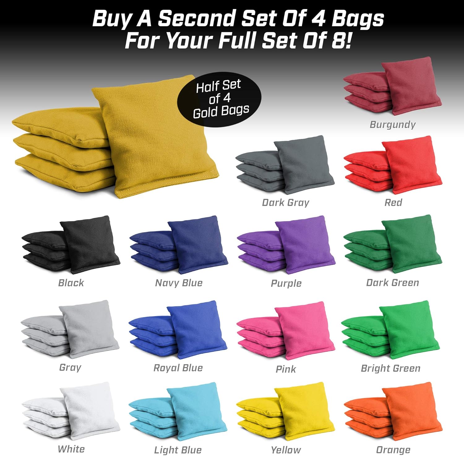 Thumbnail 5 de GoSports Lot de 4 Sacs de Cornhole Toutes Saisons – 16 couleurs