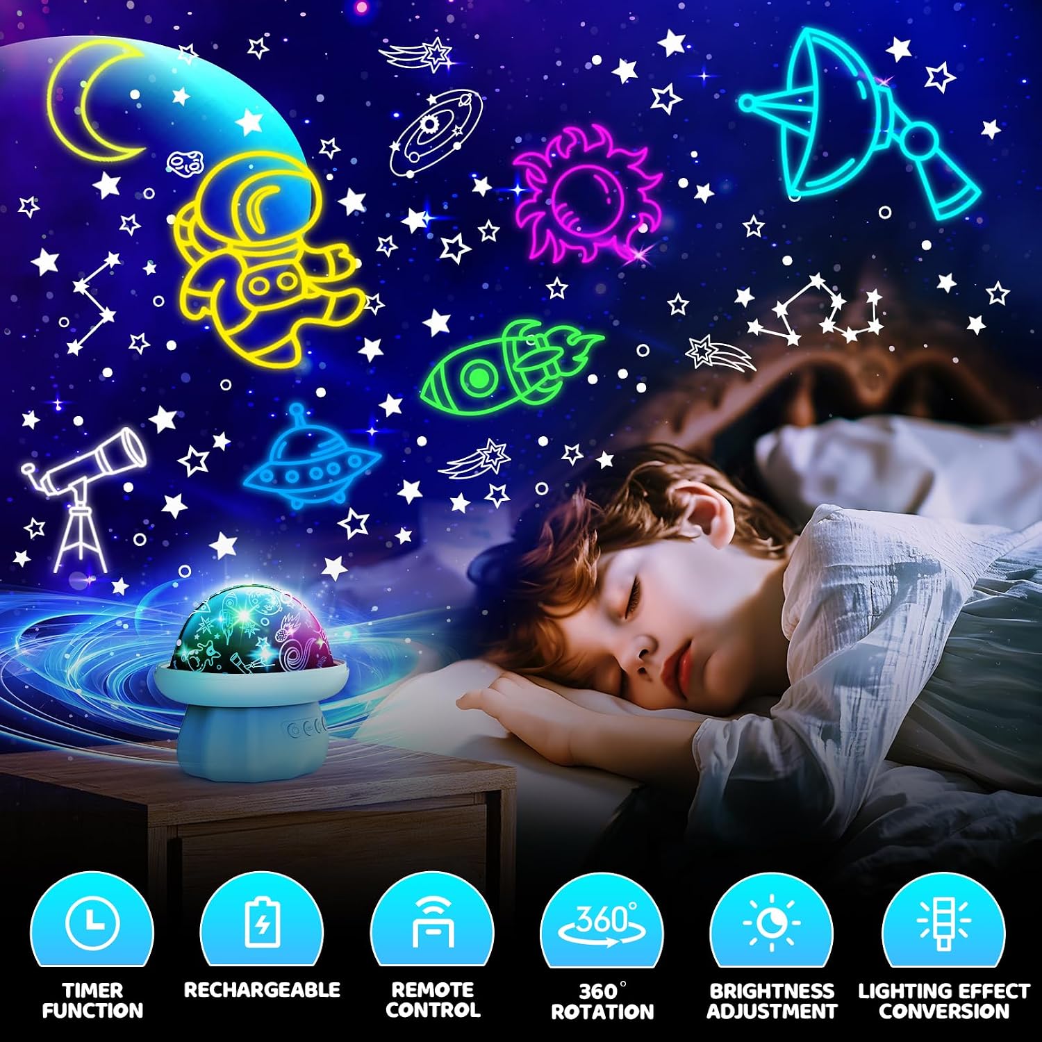 Thumbnail 4 de Hapikids Baby Projector Light 360° rotate