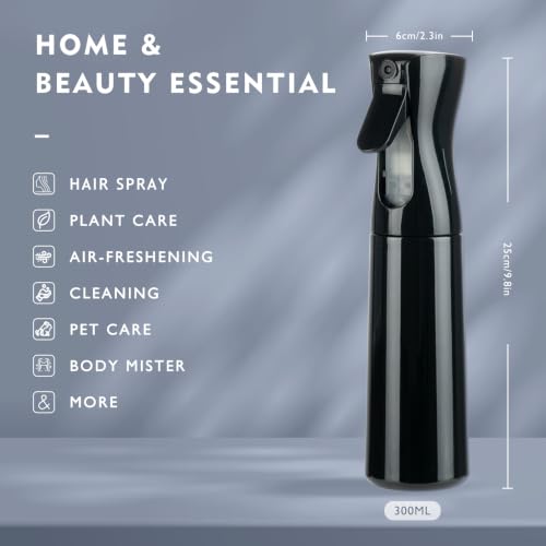 Thumbnail 6 de Uervoton Continuous Spray Bottles for Hair and Plants, 300ml, Black – 2 Pack