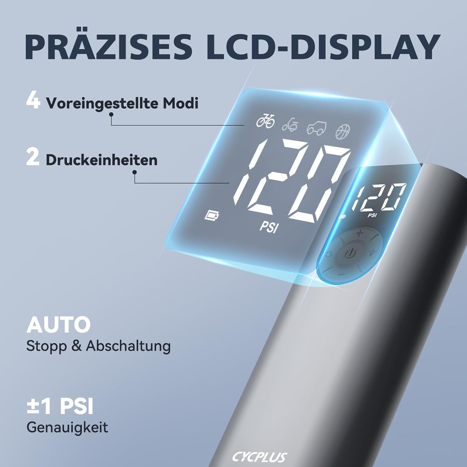 Detalle 2 de CYCPLUS Luftpumpe Max 150 PSI mit LCD