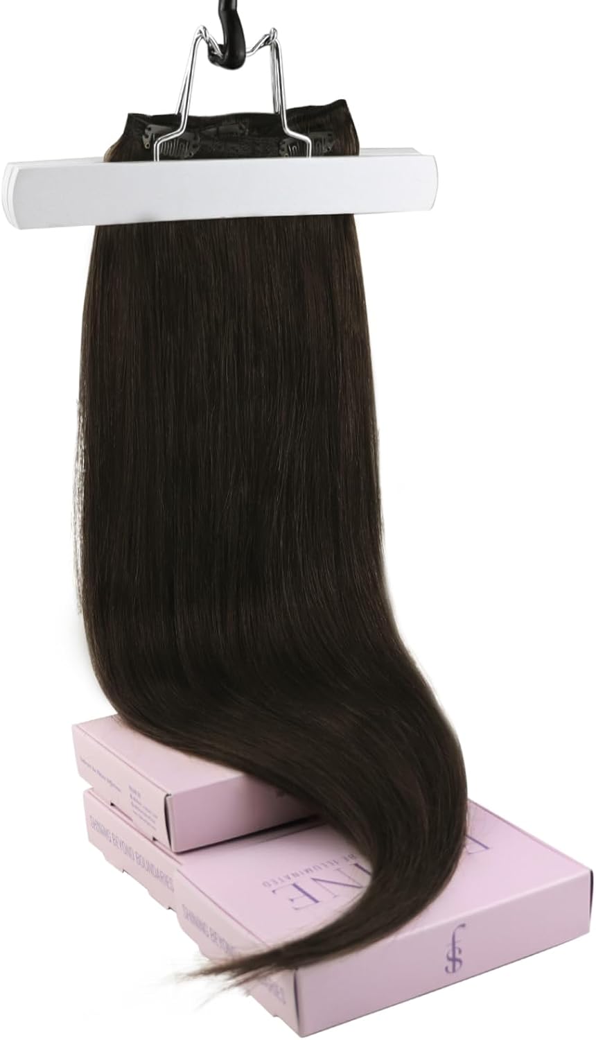 Thumbnail 6 de Fshine Extension Capelli Veri Clip 7 Pezzi, 120 g, Castano Scuro (Colore 2) 40,6 cm – Lisci e Professionali, Double Weft Brasiliani
