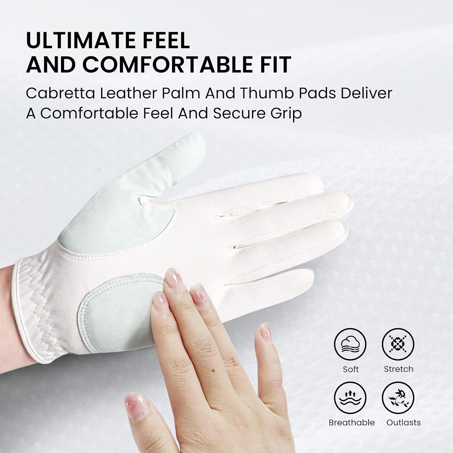 Detalle 2 de FINGER TEN Women's Golf Glove, Cabretta Leather