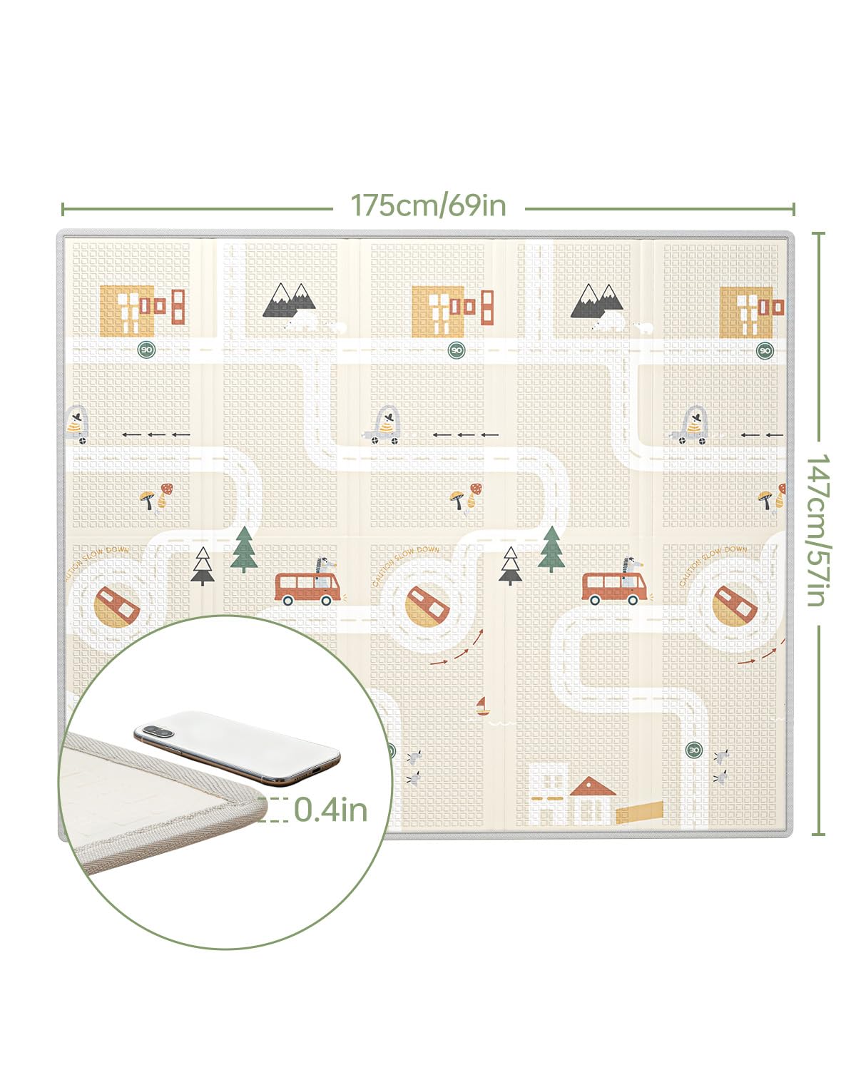 Detalle de BG-BABYGO Krabbelmatte Baby & Spielmatte – 147 × 177 cm, 1 cm dick, faltbar, wasserdicht