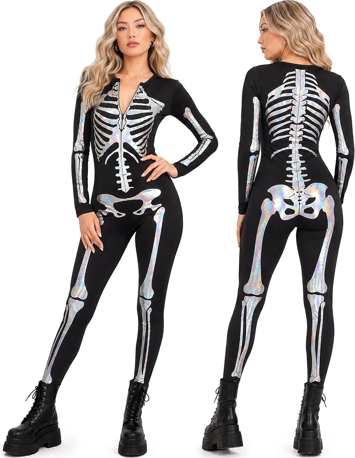 Detalle de Tipsy Elves Skeleton Bodysuit, Polyester-Spandex