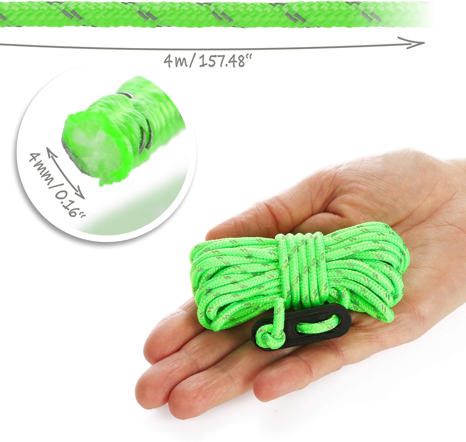 Thumbnail 4 de COM-FOUR® 8X haubans 4 m pour Le Camping — corde de tente réfléchissante verte (8 pièces)