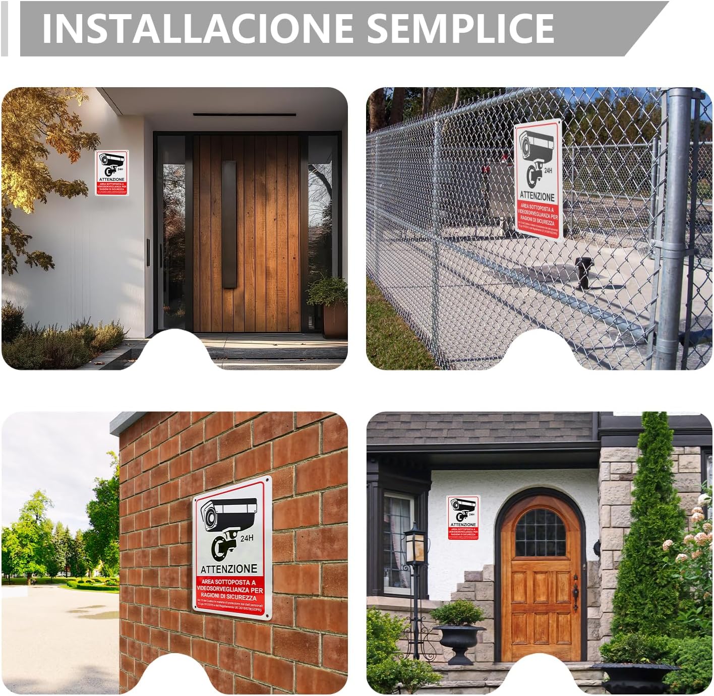 Thumbnail 6 de REIGY cartello area videosorvegliata in alluminio da esterno 18x25 cm, set da 2