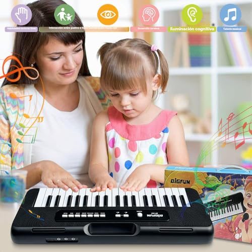 Detalle de Teclado de Piano para Niños con 37 Teclas y Micrófono de Noaideoi – juego educativo portátil