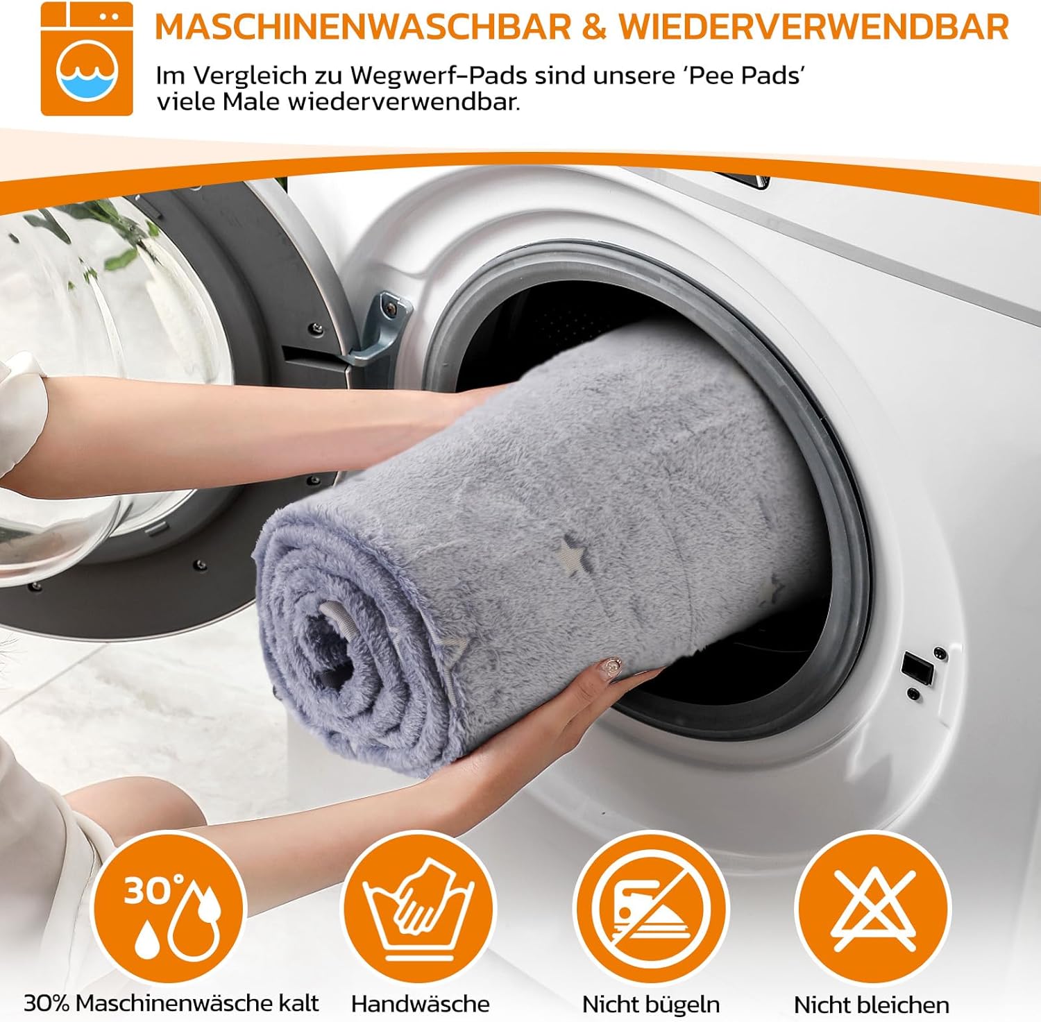 Detalle de PICK FOR LIFE Waschbare Haustier-Urinunterlage 79×92 cm – Wiederverwendbare Welpen- und Hygieneunterlage mit rutschfester Unterseite