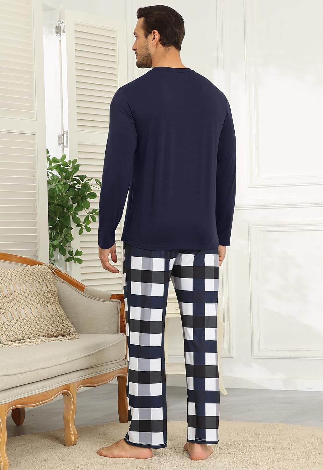 Detalle de KUYIGO Mens Pajamas Set Long Sleeve 2 Piece – Comfortable, Versatile Loungewear