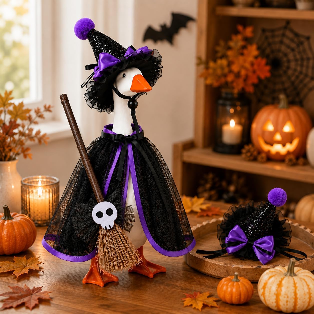 Detalle de SECVOY Desk Goose Halloween Outfits, 7-Inch Purple Witch Costume Set