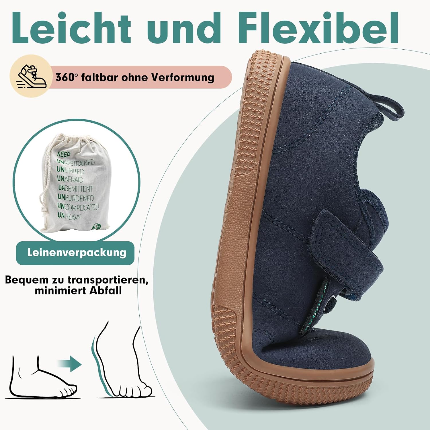 Thumbnail 6 de SAGUARO Barfußschuhe Kinder Outdoor mit breiter Zehenbox und Klettverschluss (Gr. 25–35)