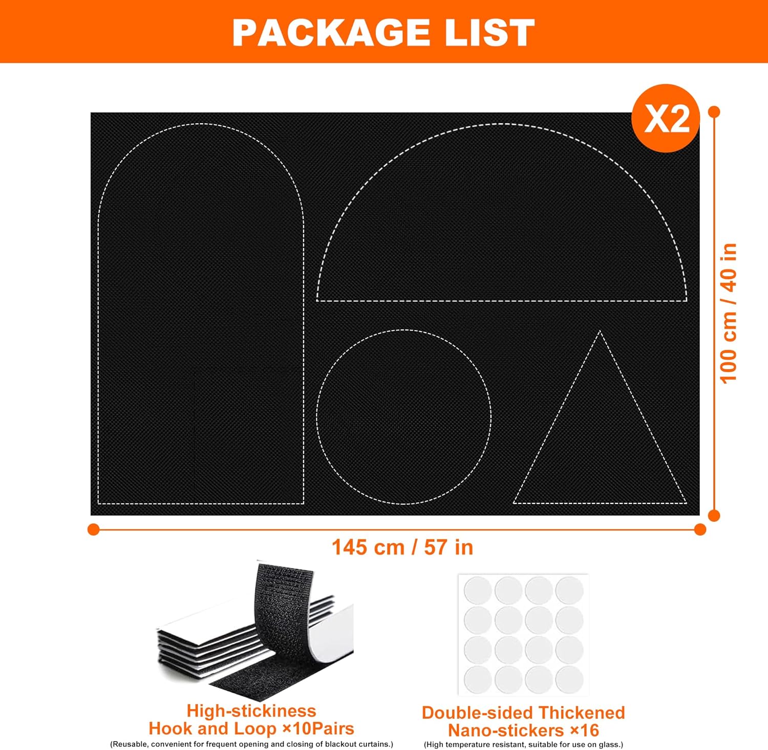 Thumbnail 1 de 2 PCS 145 x 100cm Blackout Curtains for Travel – Stick-On, No-Drill Portable Window Blind Film