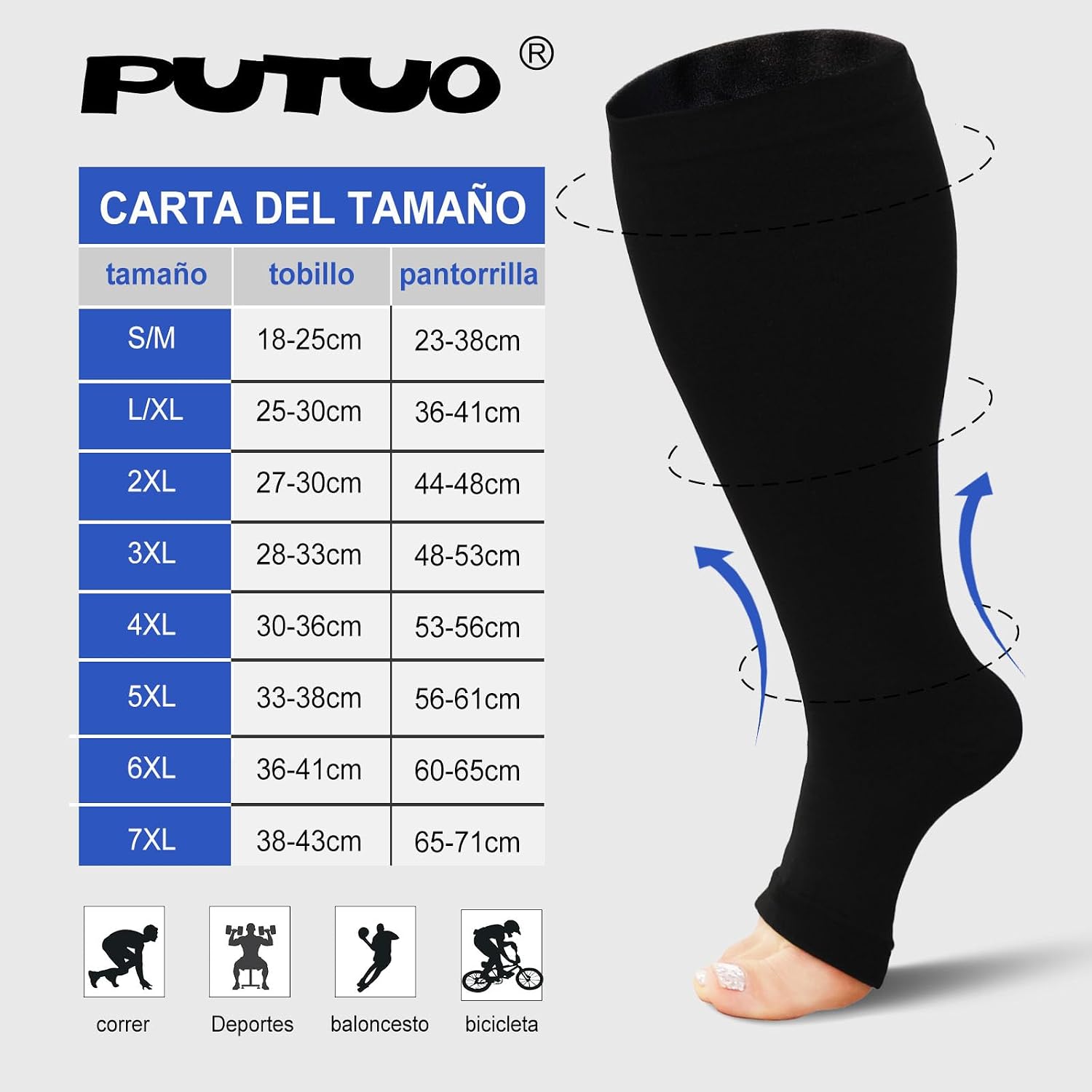 Detalle 2 de PUTUO Calcetines de Compresión 3XL