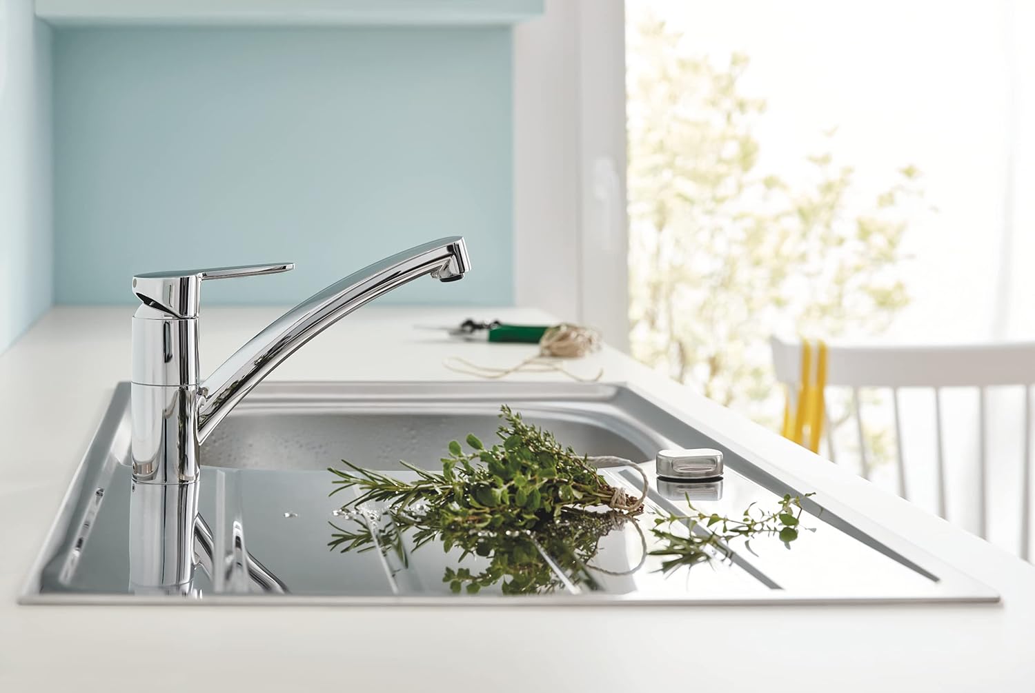 Thumbnail 1 de GROHE StartEco Mitigeur Monocommande Évier Chromé – Rotation 140°, Mousseur avec Fente sans outil