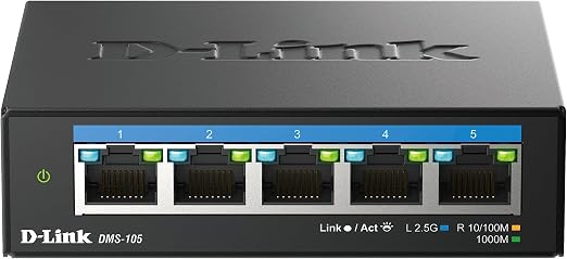 Detalle de D-Link DMS-105: Switch Multigigabit 5 Puertos 2.5G 🌐