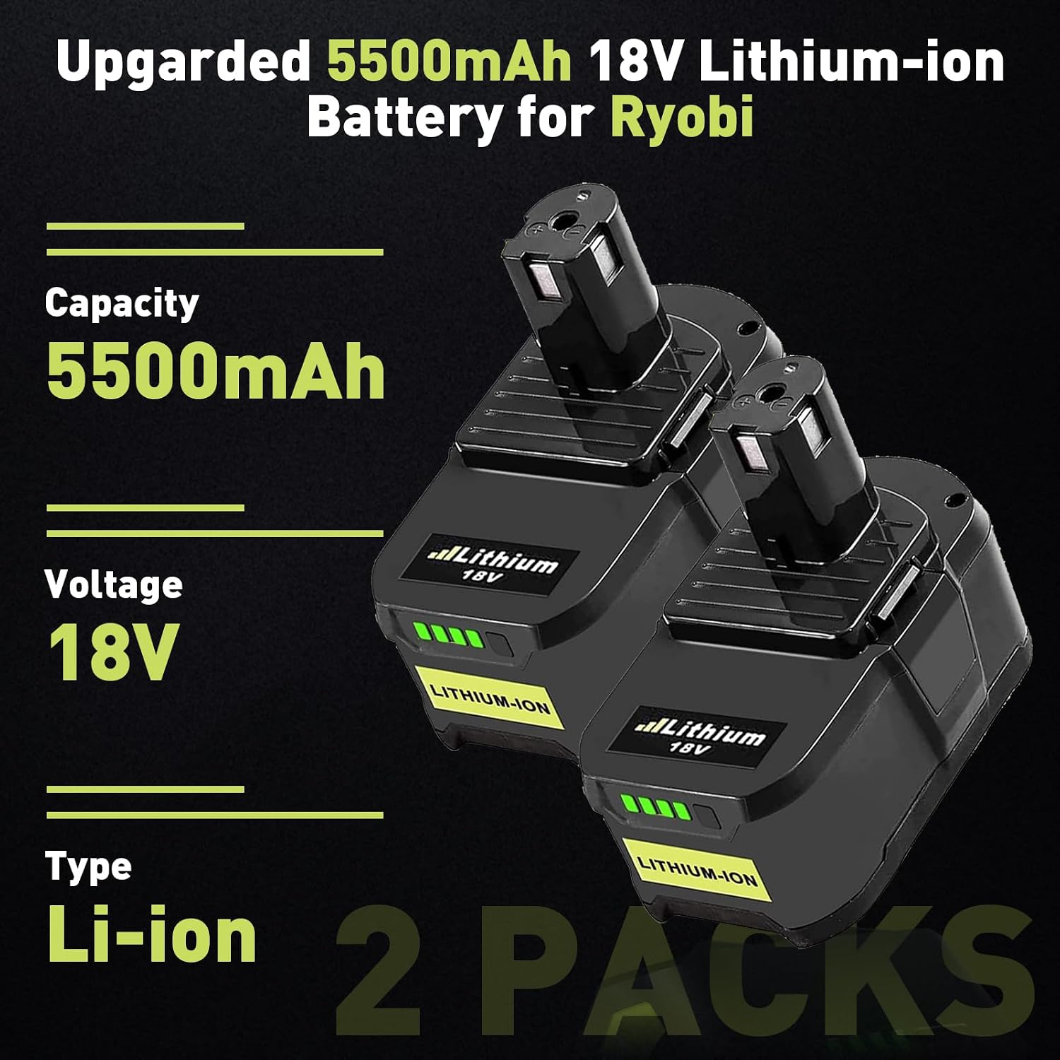 Detalle 2 de Ryobi 18V Ersatzakku 5,5Ah, 2er-Set