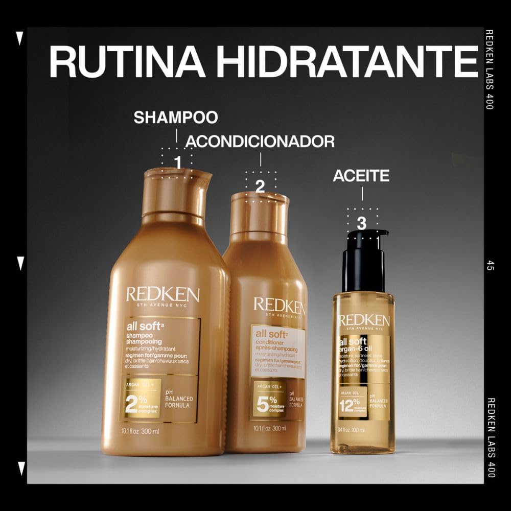 Detalle 2 de Redken All Soft Argan-6 Oil leave-in treatment for dry, coarse or damaged hair