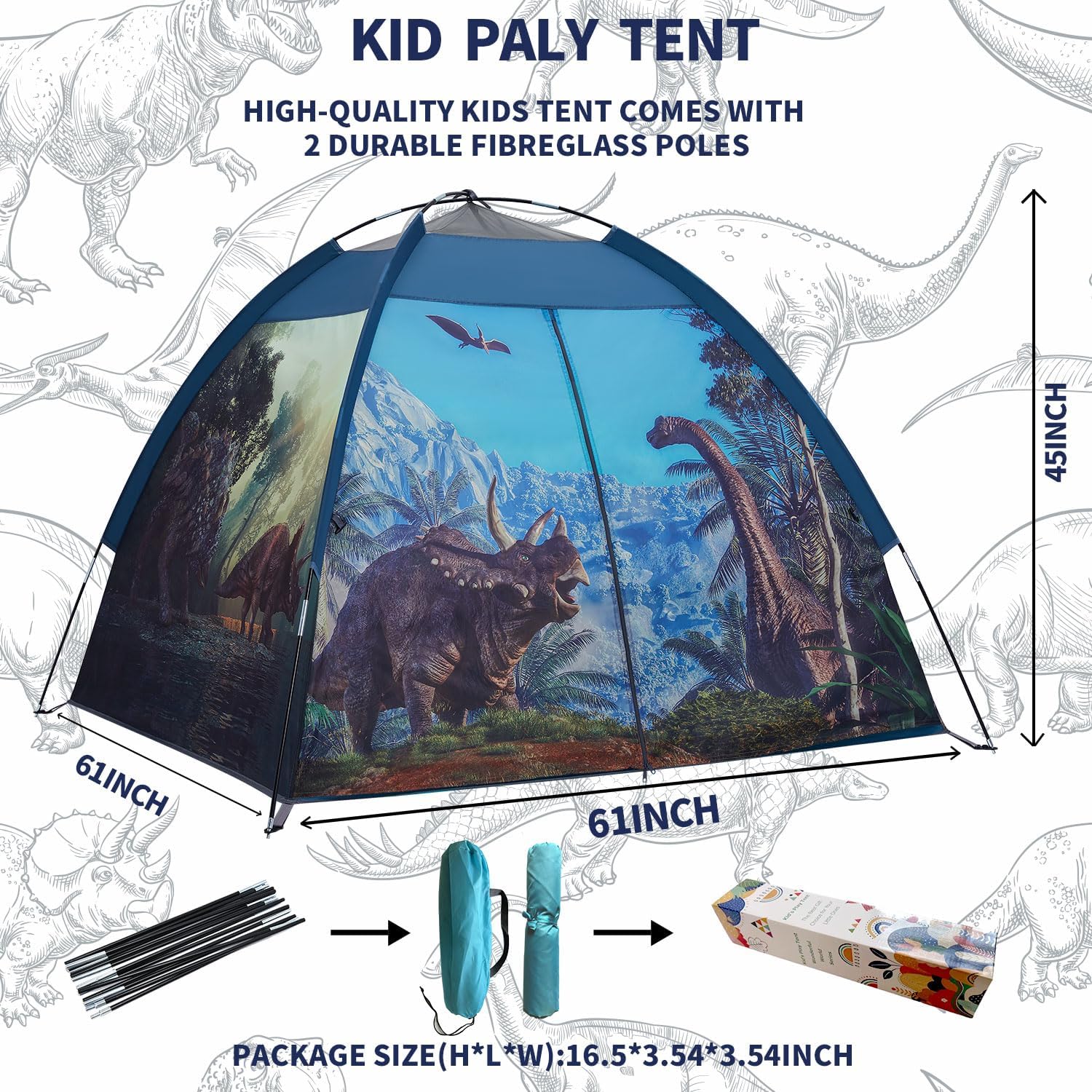 Thumbnail 6 de Mnagant Dinosaur Play Tent 61×61×45 🎪