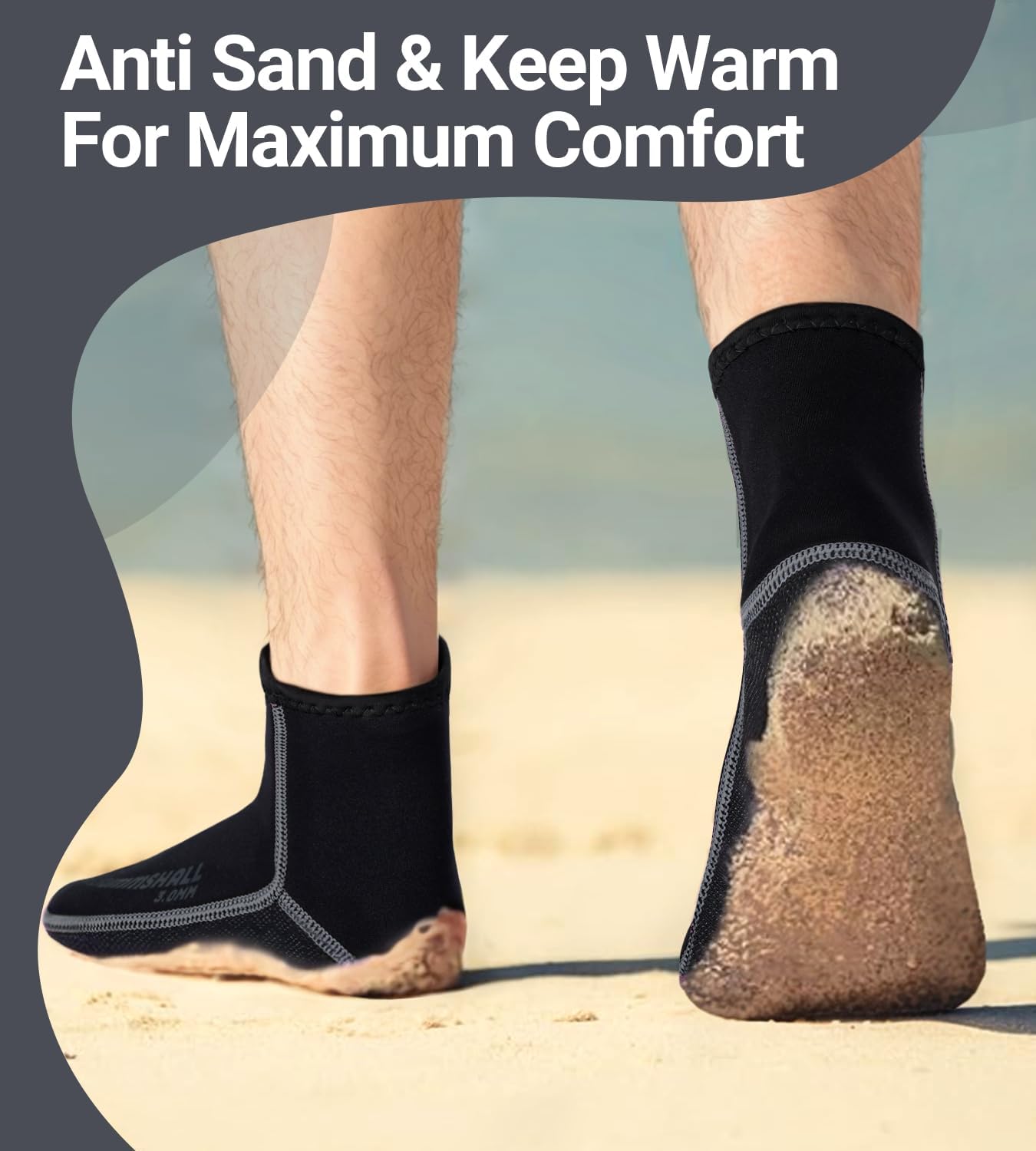 Detalle 2 de Summshall Neoprensocken Warm Halten 3 mm – Socken aus Neopren mit Klettverschluss für Damen & Herren