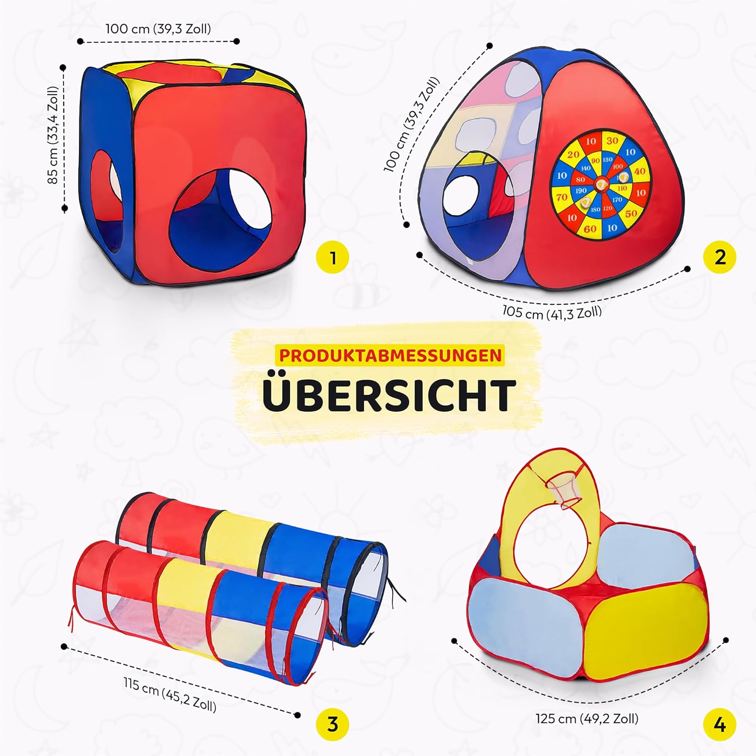Thumbnail 5 de all Kids United® Spielzelt mit Tunnel & Bällebad (ohne Bälle) – XXL Spielland 5-teiliges Pop-Up Spiel-Haus mit Tasche