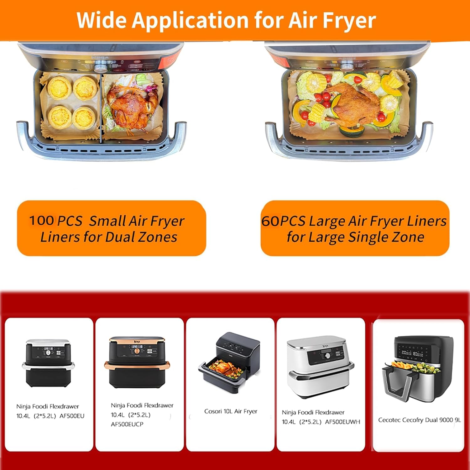 Thumbnail 2 de Lot de 160 papiers cuisson air fryer Ninja Flex 10,4 L AF500EU – doublures jetables pour accessoires