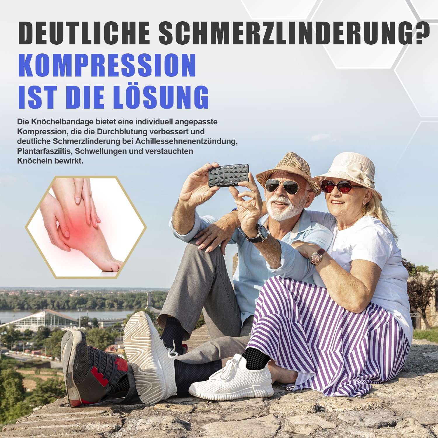 Thumbnail 3 de Lexniush 2er-Set Sprunggelenkbandagen – Kompressionssocken für Knöchel bei Plantarfasziitis, Achillessehne & Verstauchungen