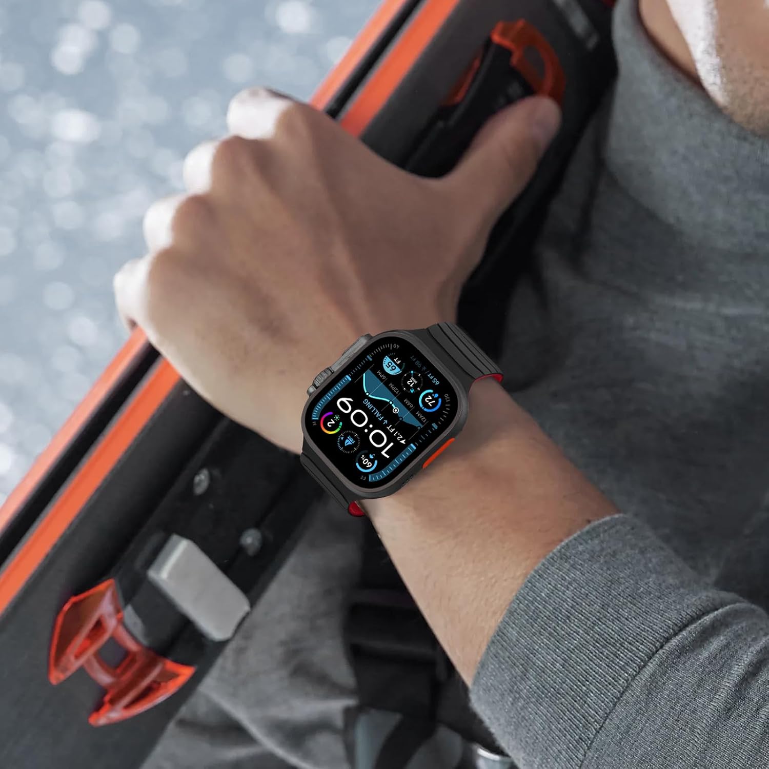 Thumbnail 6 de Tasikar Magnetic Silicone Watch Strap for Apple Watch (42–49mm) – Black–Red, 26g