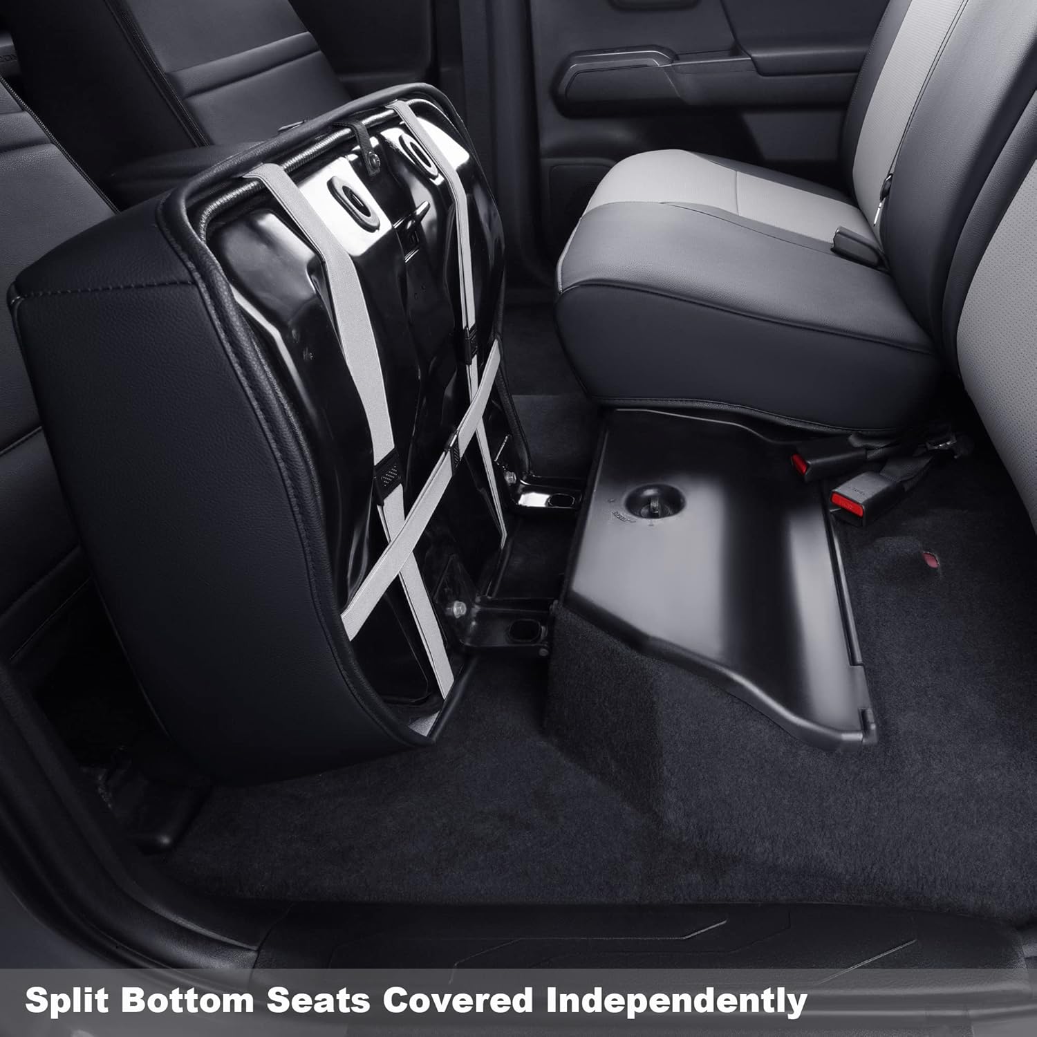 Thumbnail 4 de LUCKYMAN CLUB Tacoma Custom Fit Seat Covers (2016-2023) – Crew Cab Faux Leather, Black & Gray