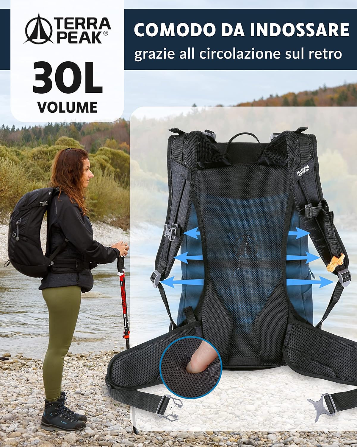 Thumbnail 4 de Terra Peak Zaino da Trekking 30 L: comfort, resistenza e versatilità per escursioni, viaggi e alpinismo