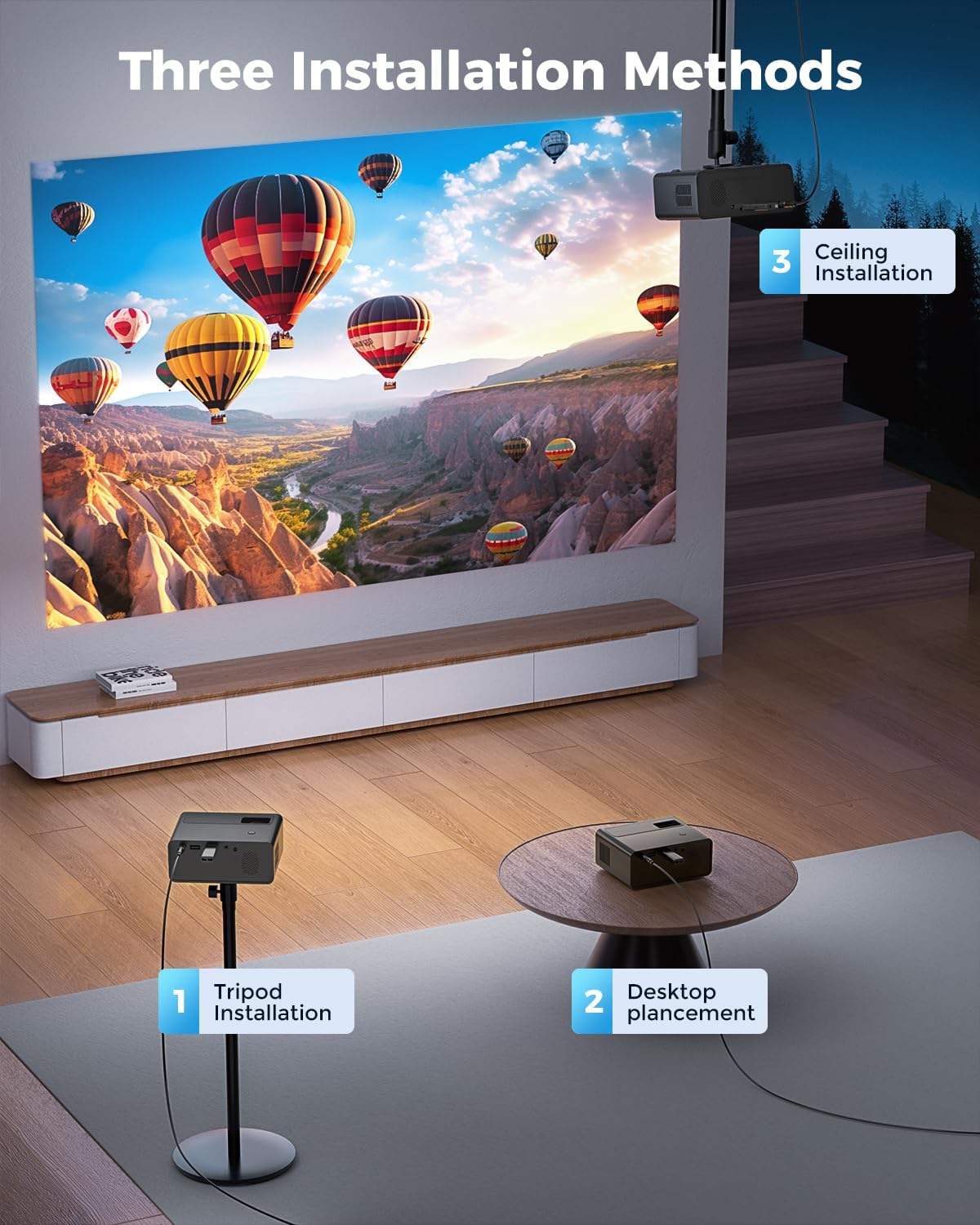 Thumbnail 6 de CiBest Portable Mini Projector (White) — 2025 Upgraded Full HD 1080P