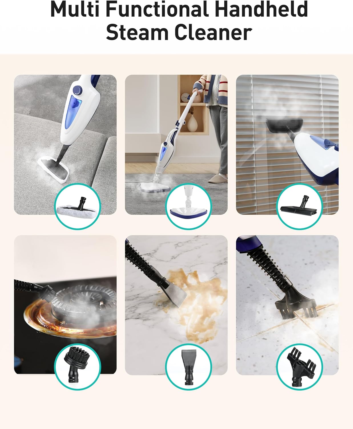 Detalle de Aspiron AS-CA039 12-in-1 Steam Mop, 1500W, 385 mL Tank