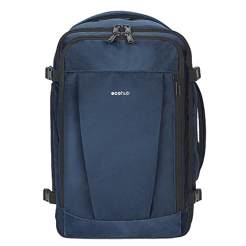 Detalle 2 de ECOHUB Mochila de cabina para Ryanair de 40x20x25 cm (20L) con 13 compartimentos y tejido PET reciclado