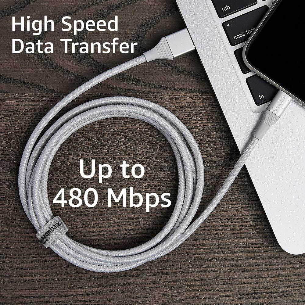 Thumbnail 6 de Amazonベーシック USB-A - Lightningケーブル 1.8m シルバー、ダブルナイロン編組・MFi認証