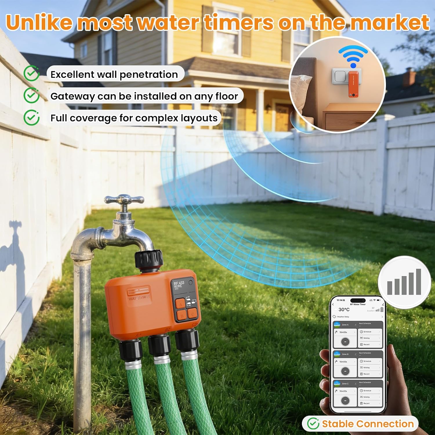 Detalle de XinFuture Smart WiFi Sprinkler Timer for Garden Hose with App Control