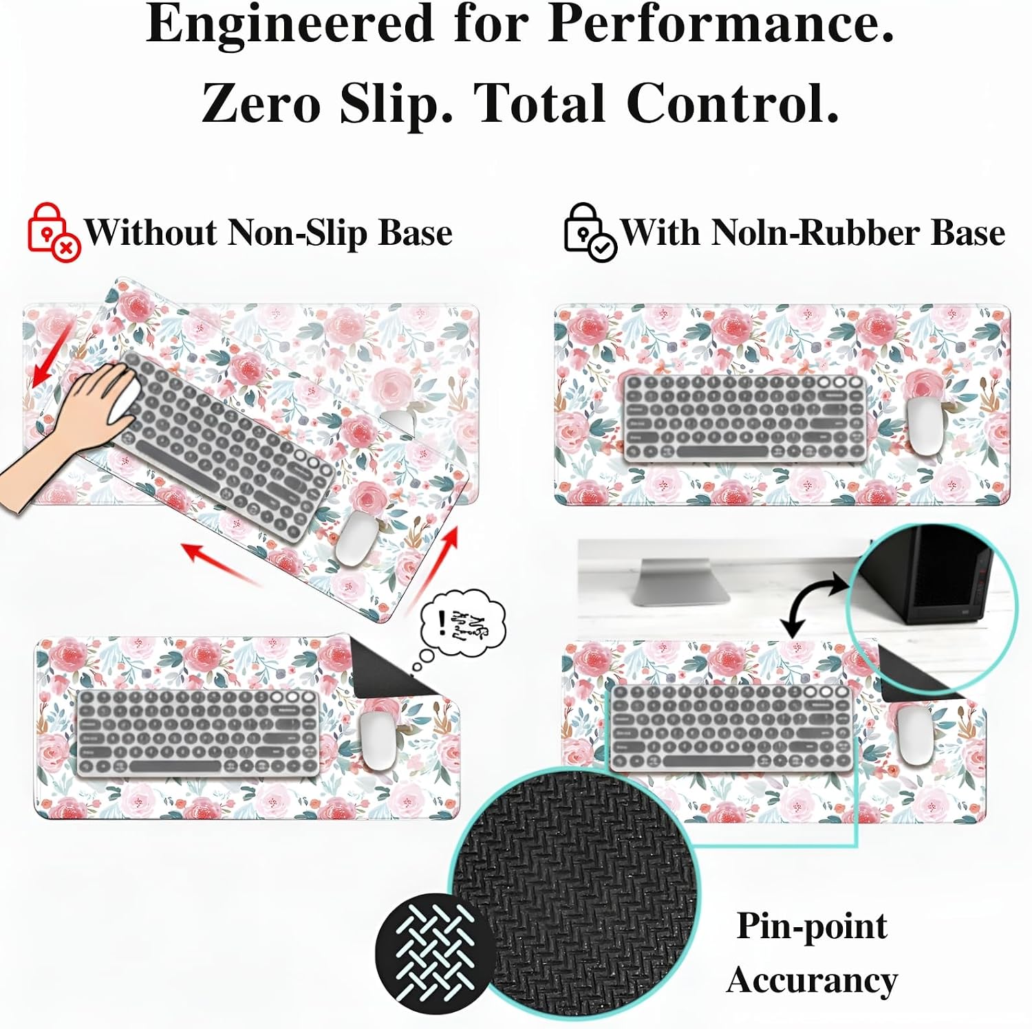 Detalle de XXL Floral Gaming Mouse Pad 47.2 x 23.6 Inch