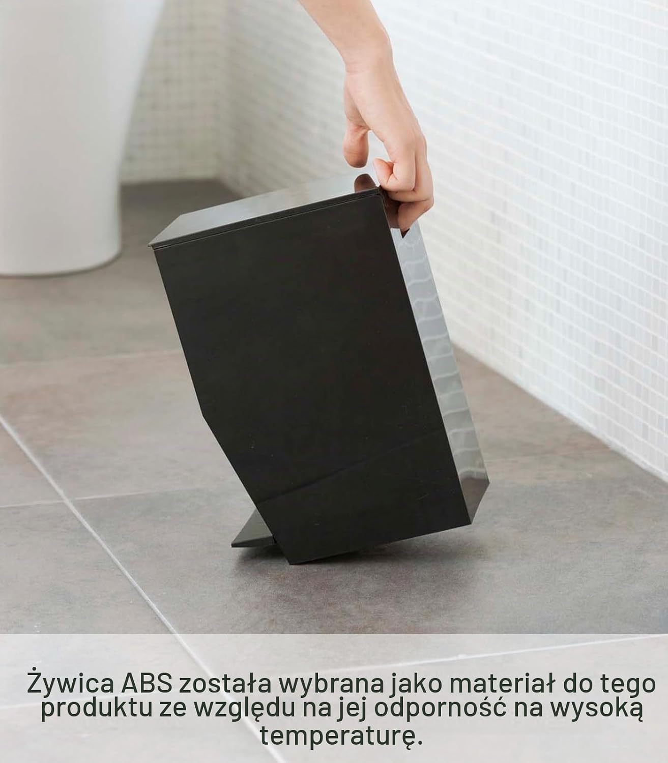 Thumbnail 5 de YAMAZAKI mały kosz łazienkowy 3,79 l z ABS, czarny, z pokrywą