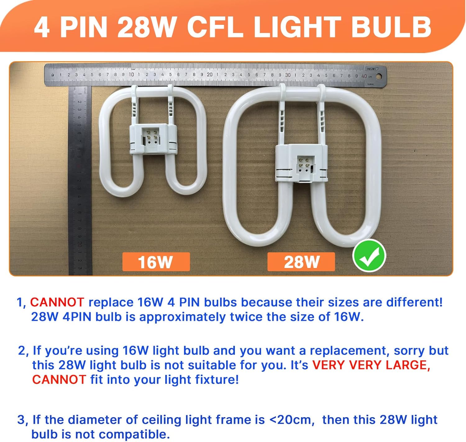 Detalle 2 de GR10q 4 Pin 28W CFL Bulb (3500K) – 2000lm, Very Large Size, AC 220V