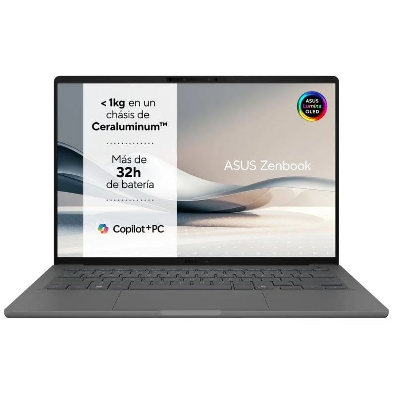 Detalle de ASUS Zenbook A14 UX3407QA-QD333W OLED: portabilidad premium con procesador Snapdragon y 32 GB de RAM