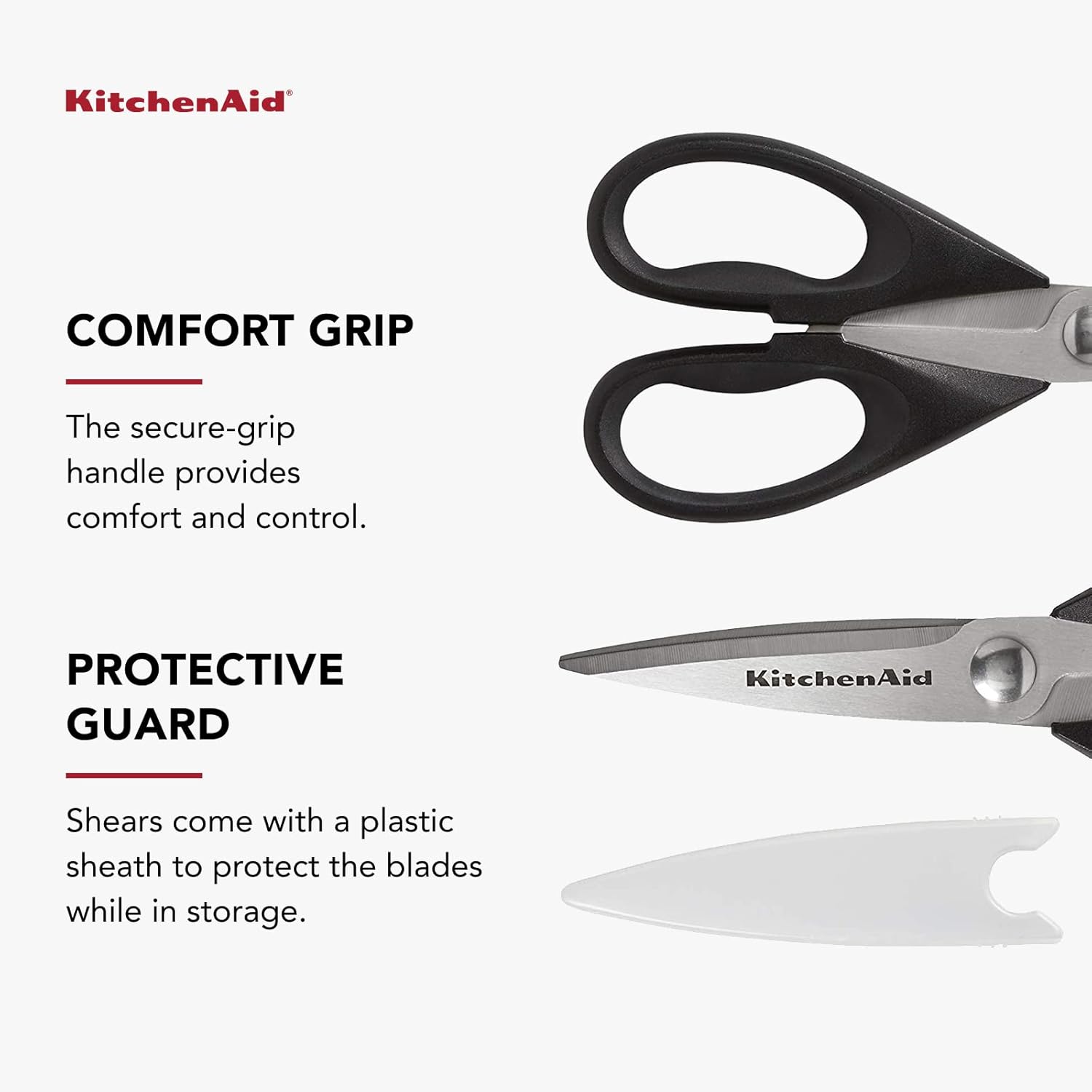 Thumbnail 5 de KitchenAid All Purpose Kitchen Shears with Protective Sheath (Dishwasher Safe) — Durable Stainless Steel, Soft-Grip Handle, Black